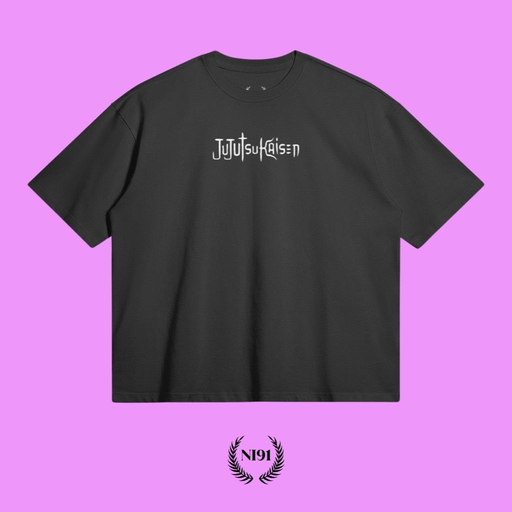 Jujutsu Kaisen Oversized Casual Tee - Deep Black (front)