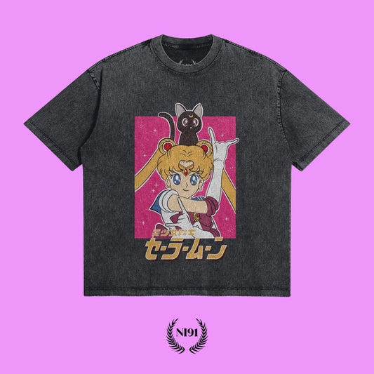 Oversized Vintage Wash Sailor Moon tee (front)